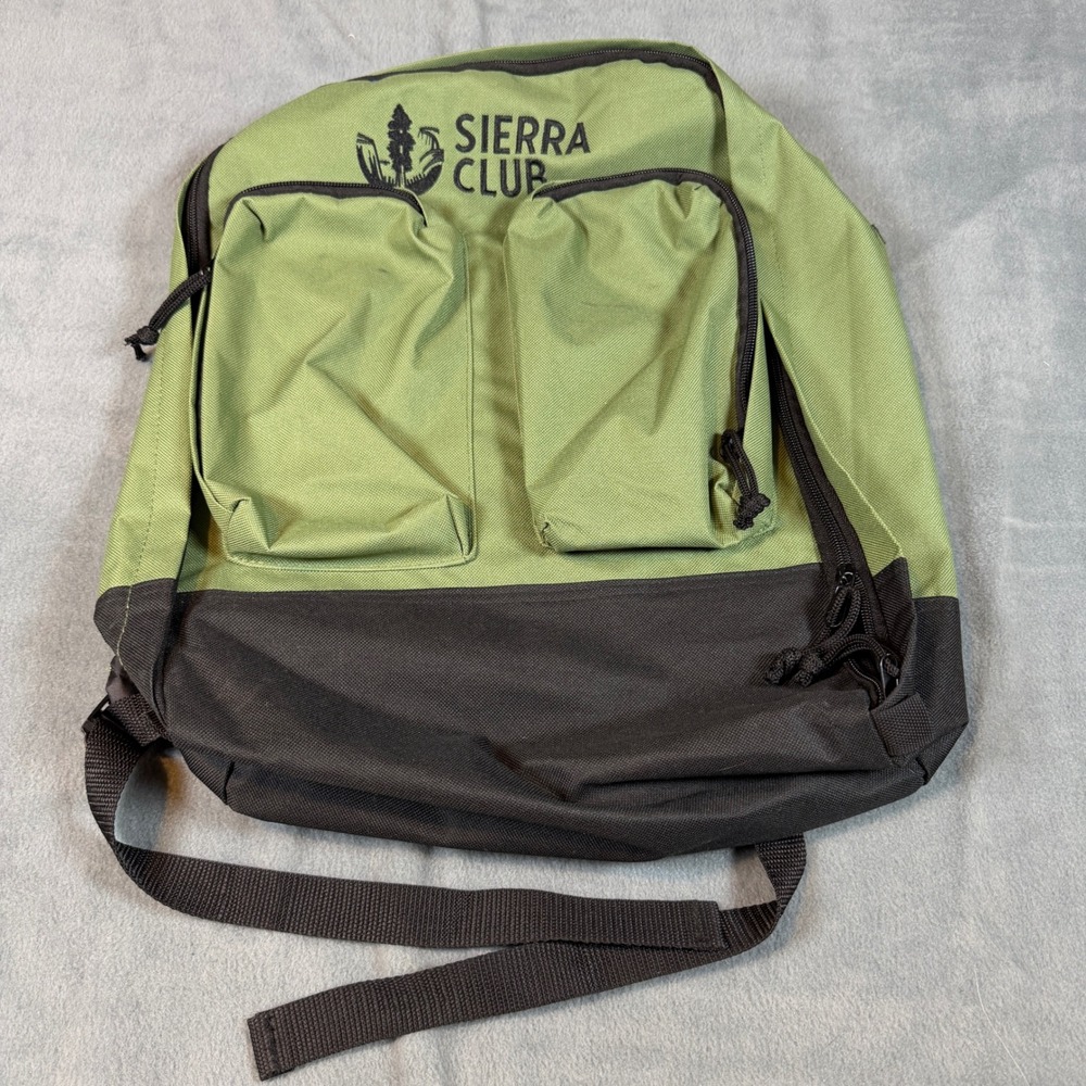 Sierra Club Backpack Olive Green Black Canvas Daypack Hiking Commuter Bag